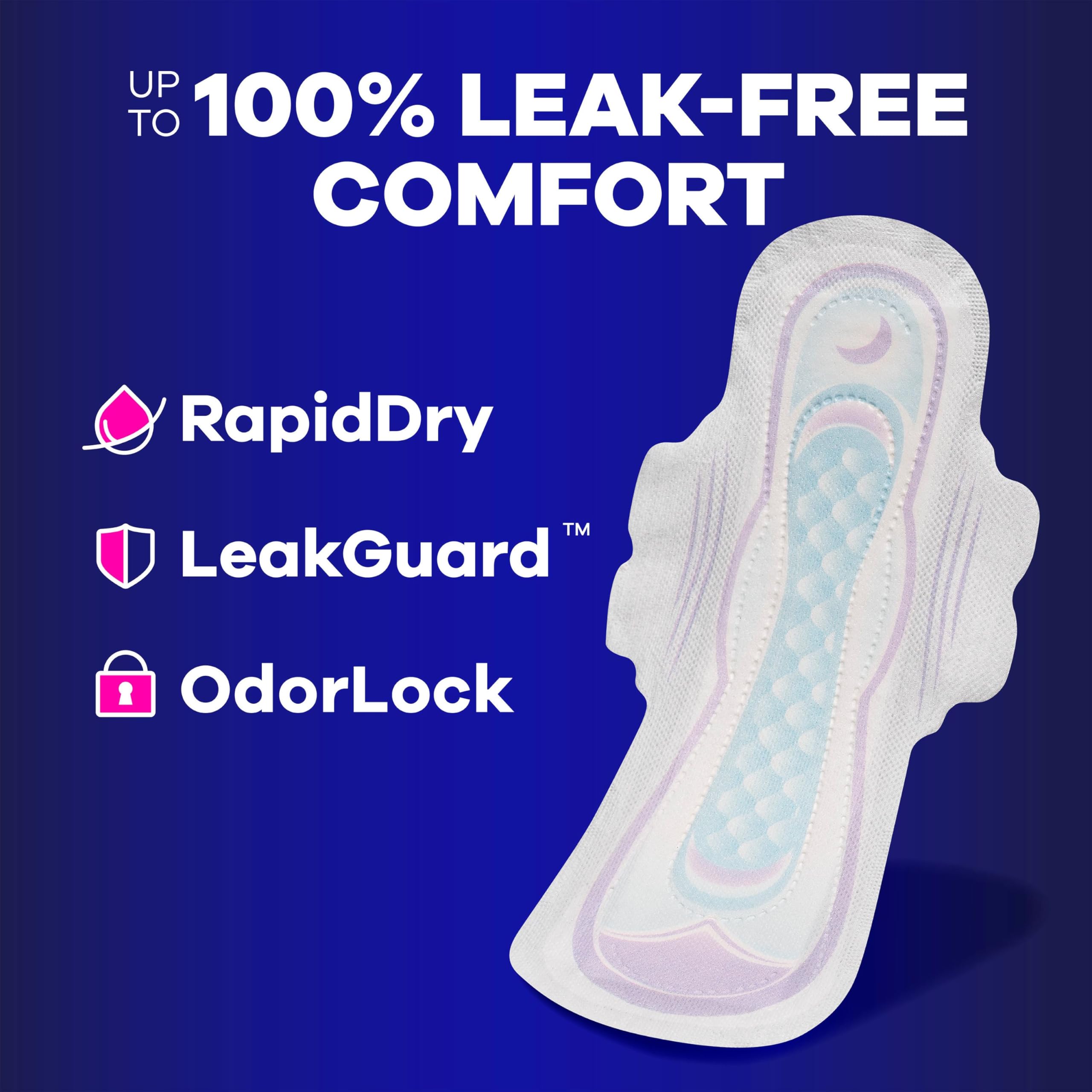 Always textura del núcleo RapidDRY que absorbe rápido para sensación más seca