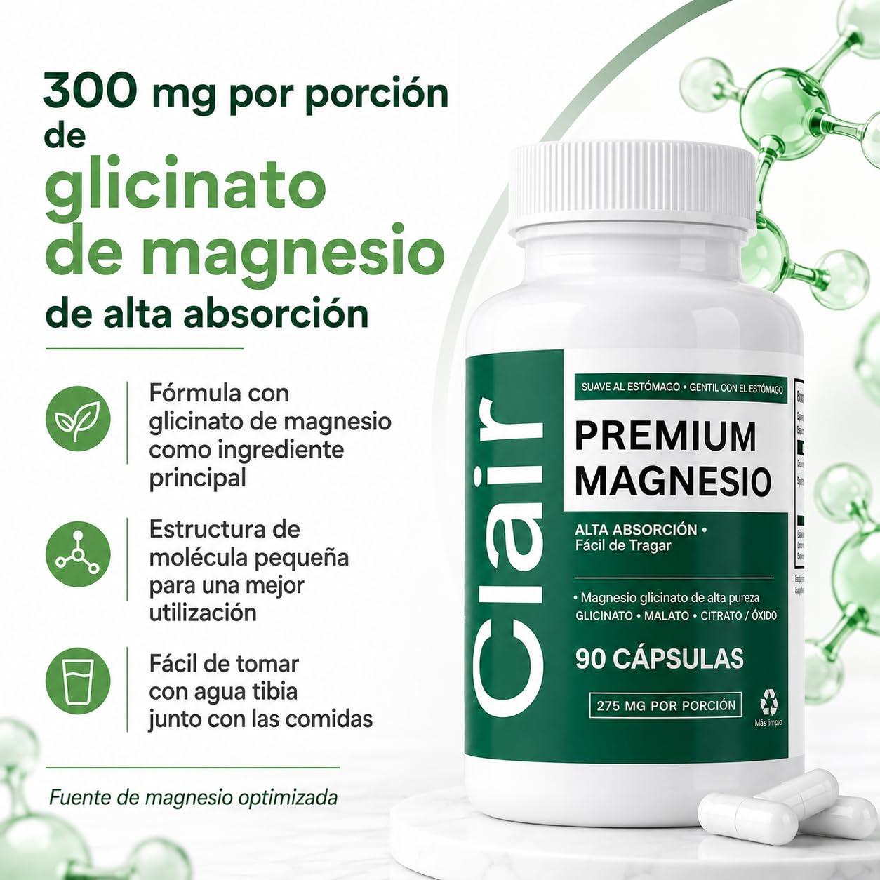 alzclipp Clair detalle de textura de la cápsula que sugiere absorción eficiente