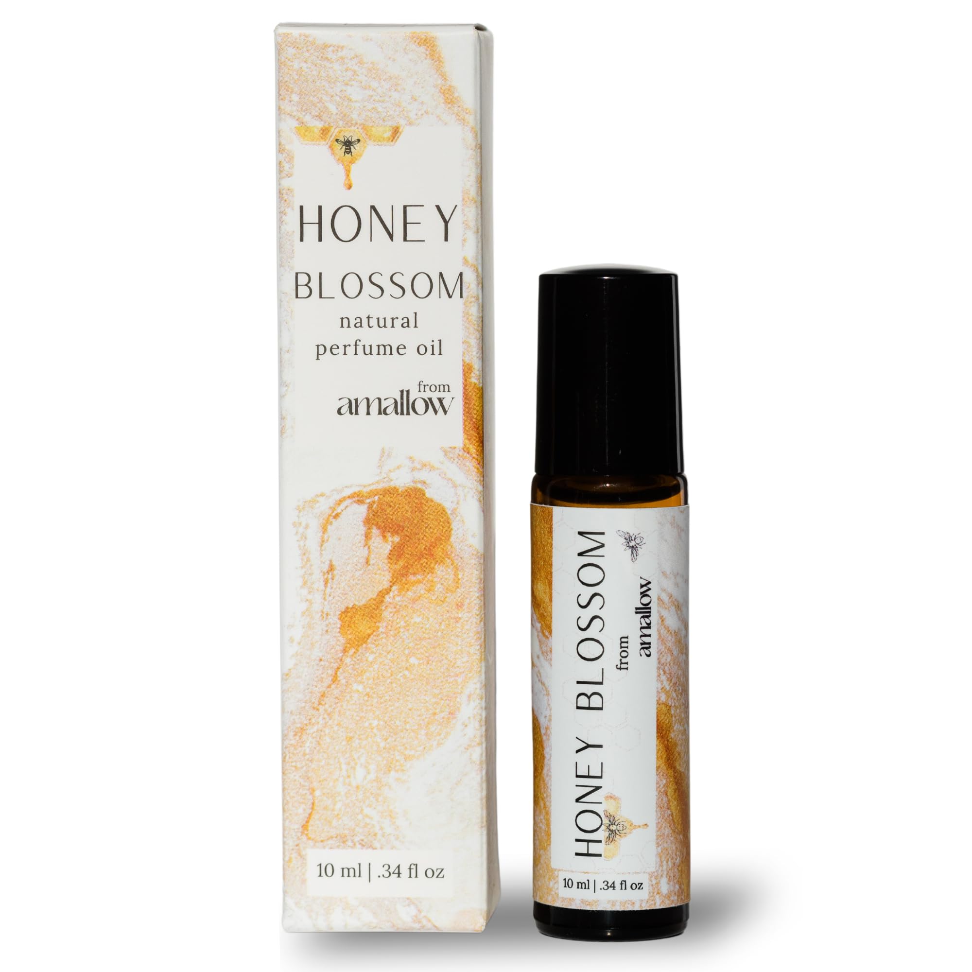 Amallow frasco frontal Honey Blossom mostrando diseño y portabilidad