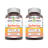 Amazing Nutrition frasco frontal de berberina 1000 mg, envase claro y etiqueta legible