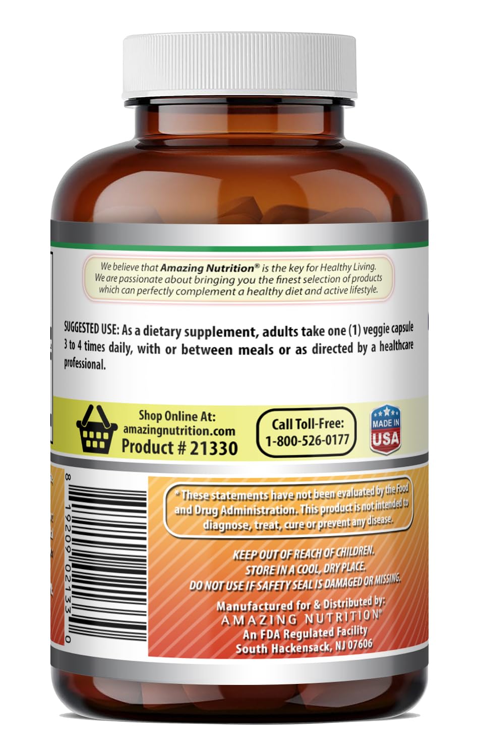 Amazing Nutrition mano sosteniendo cápsula de Bromelain listaa para tomar diariamente