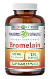 Amazing Nutrition envase frontal de Bromelain mostrando 120 cápsulas y etiqueta clara