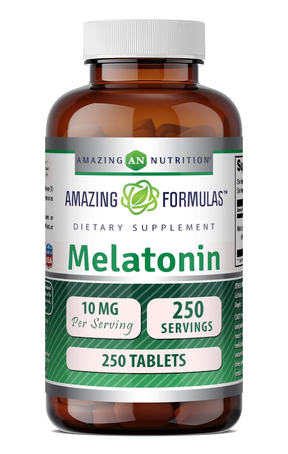 Amazing Nutrition frasco delante mostrando 250 tabletas y etiqueta clara