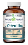 Amazing Nutrition frasco frontal mostrando 120 tabletas y beneficios de dosificación