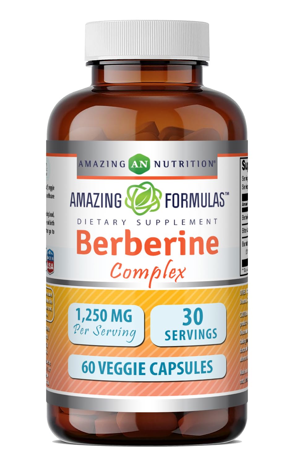 Amazing Nutrition frasco frontal mostrando etiqueta y beneficios
