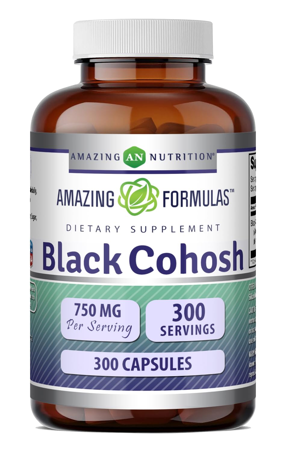 Amazing Nutrition frasco frontal mostrando 300 cápsulas y pureza
