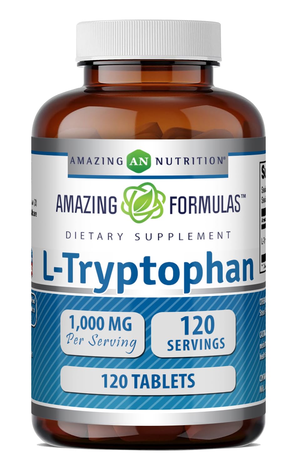 Amazing Nutrition frasco frontal mostrando 120 tabletas y sello Non-GMO