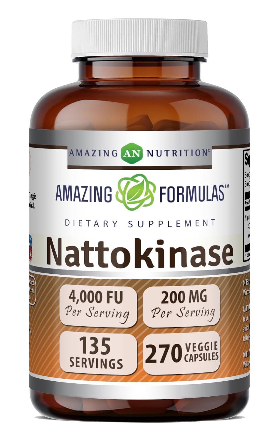 Amazing Nutrition bote frontal con 270 cápsulas veganas y 2000 FU