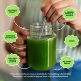 Amazing Grass batido preparado en vaso, rica opción de bebida nutritiva