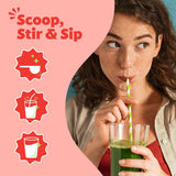 Amazing Grass en smoothie rosa, sabor durazno integrado y aporte nutritivo