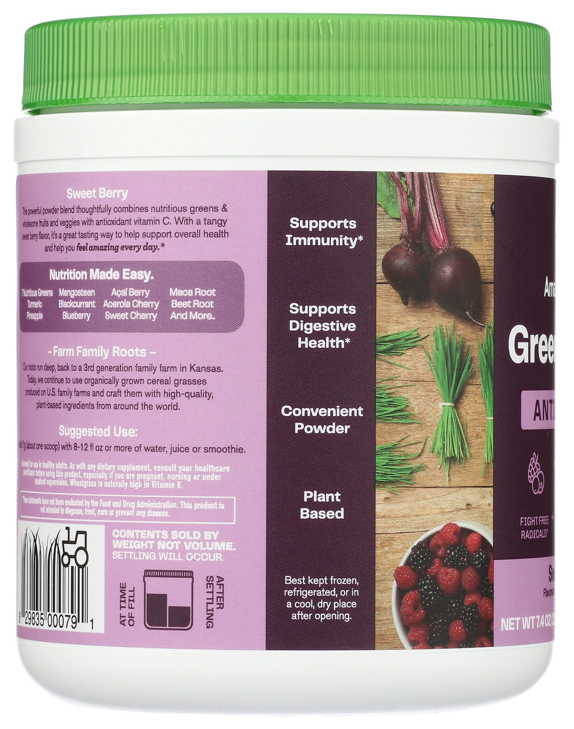 Amazing Grass etiqueta nutricional visible para consultar ingredientes