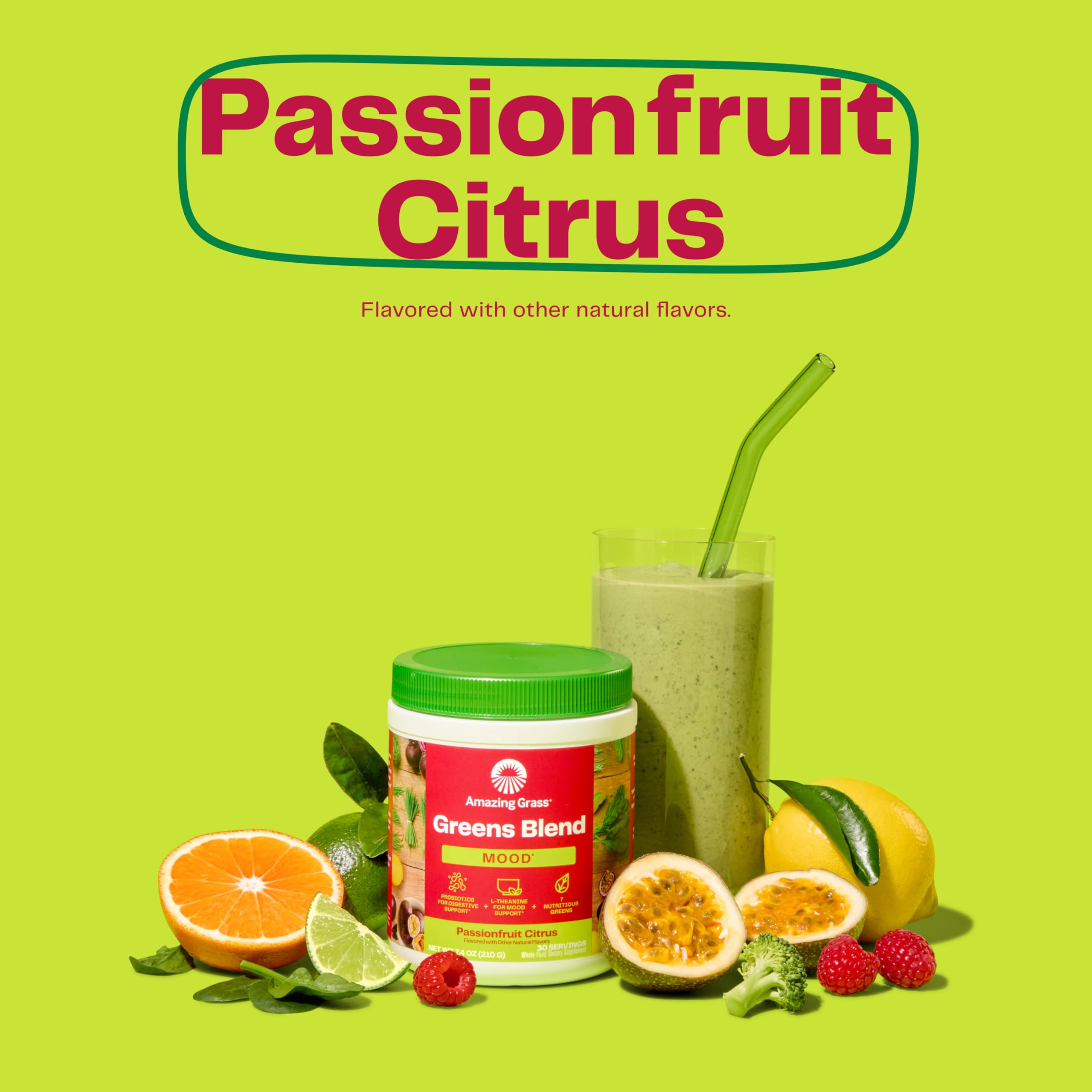 Amazing Grass etiqueta con ingredientes orgánicos y beneficios visibles