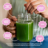 Amazing Grass etiqueta con lista de ingredientes orgánicos y certificación CCOF