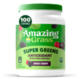 Amazing Grass empaque frontal mostrando sabor Sweet Berry y formato grande