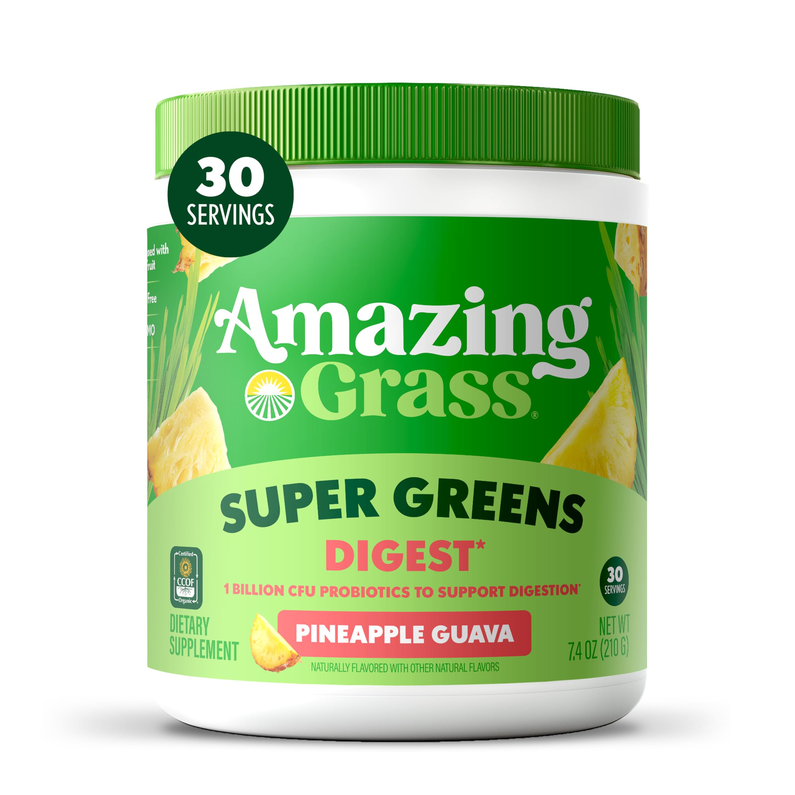 Amazing Grass frasco frontal mostrando el envase y beneficios