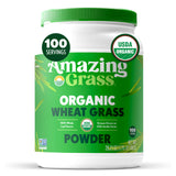 Amazing Grass envase frontal mostrando sello orgánico y propuesta de uso