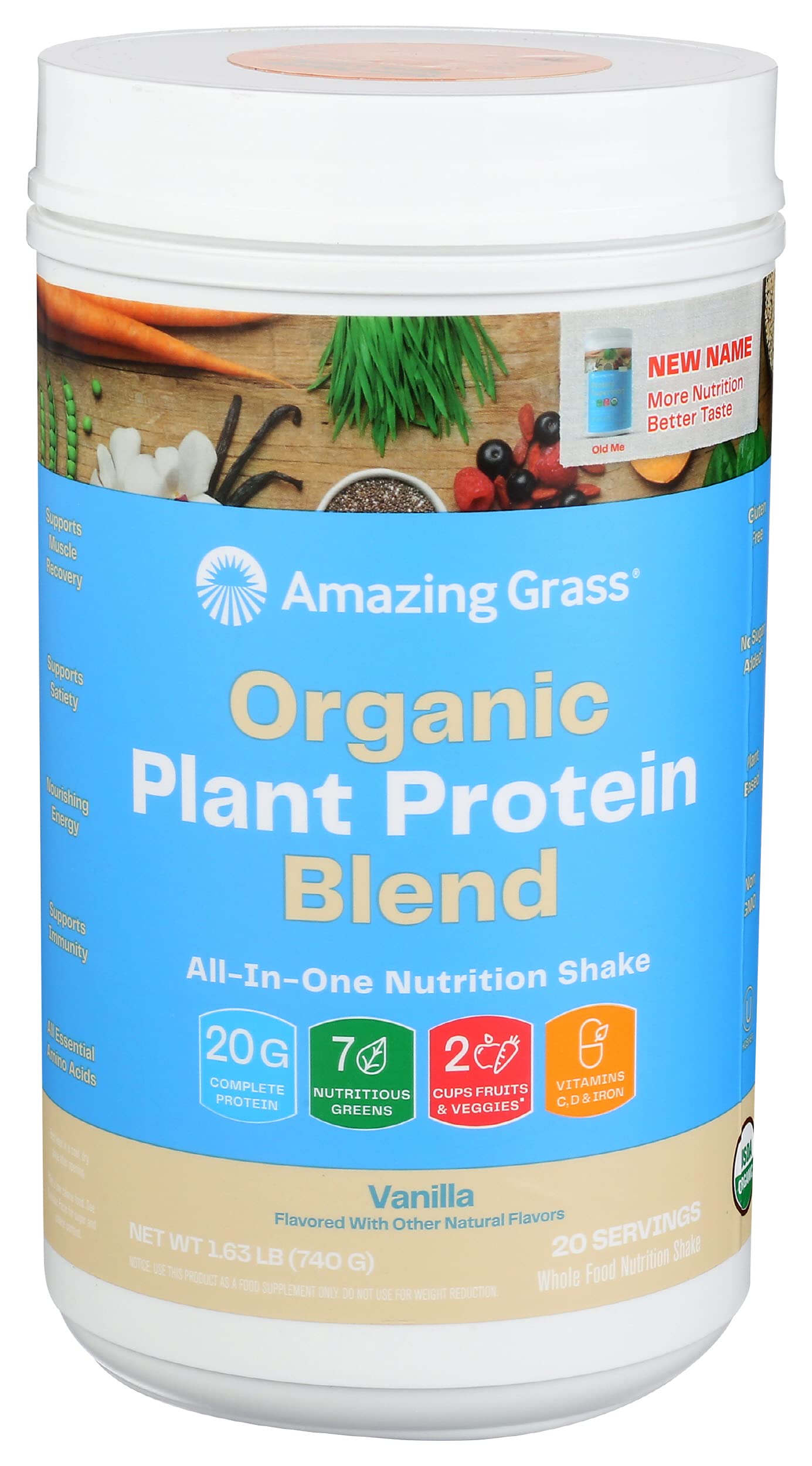 Amazing Grass envase frontal mostrando la marca y beneficios visibles