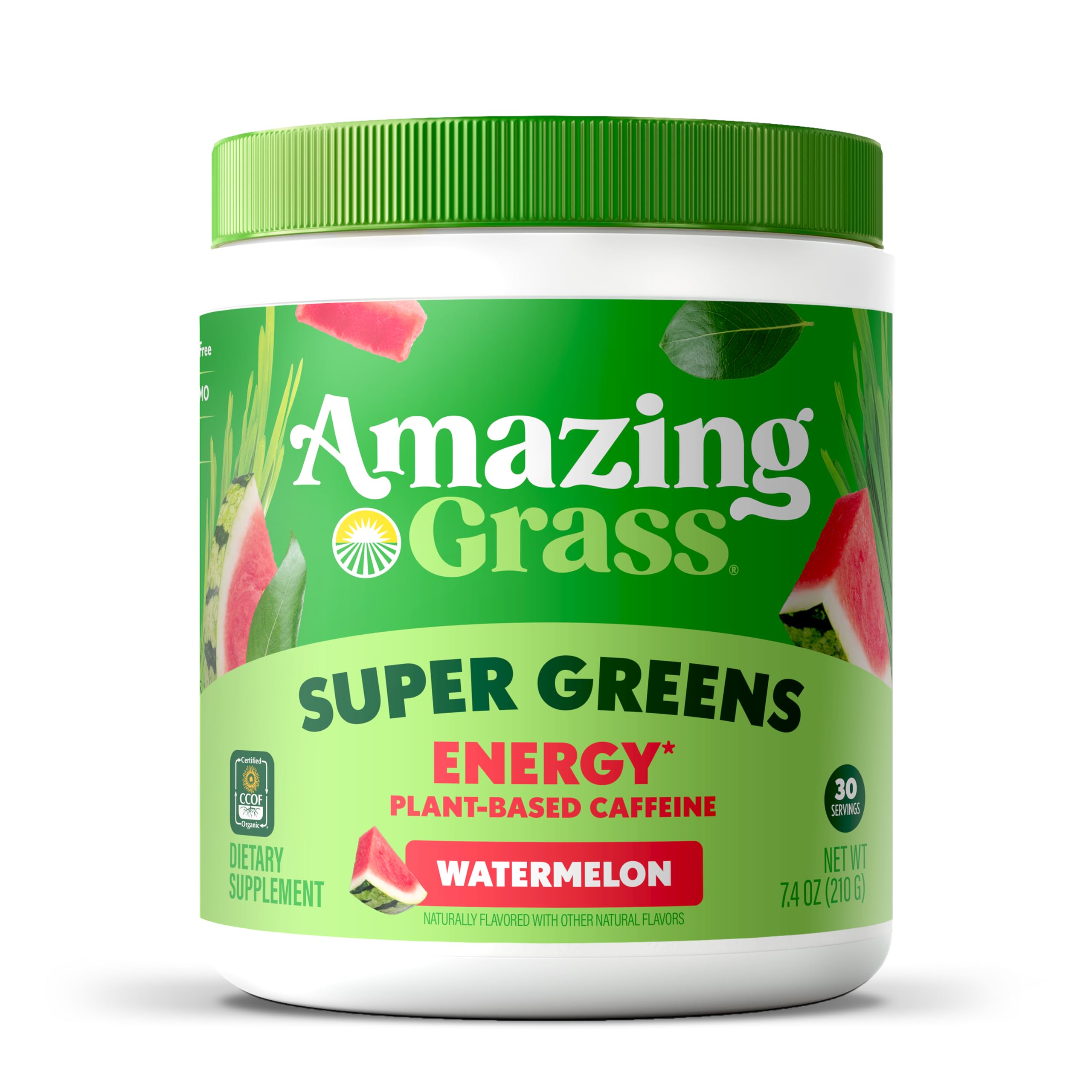 Amazing Grass envase frontal mostrando la marca y beneficios energéticos