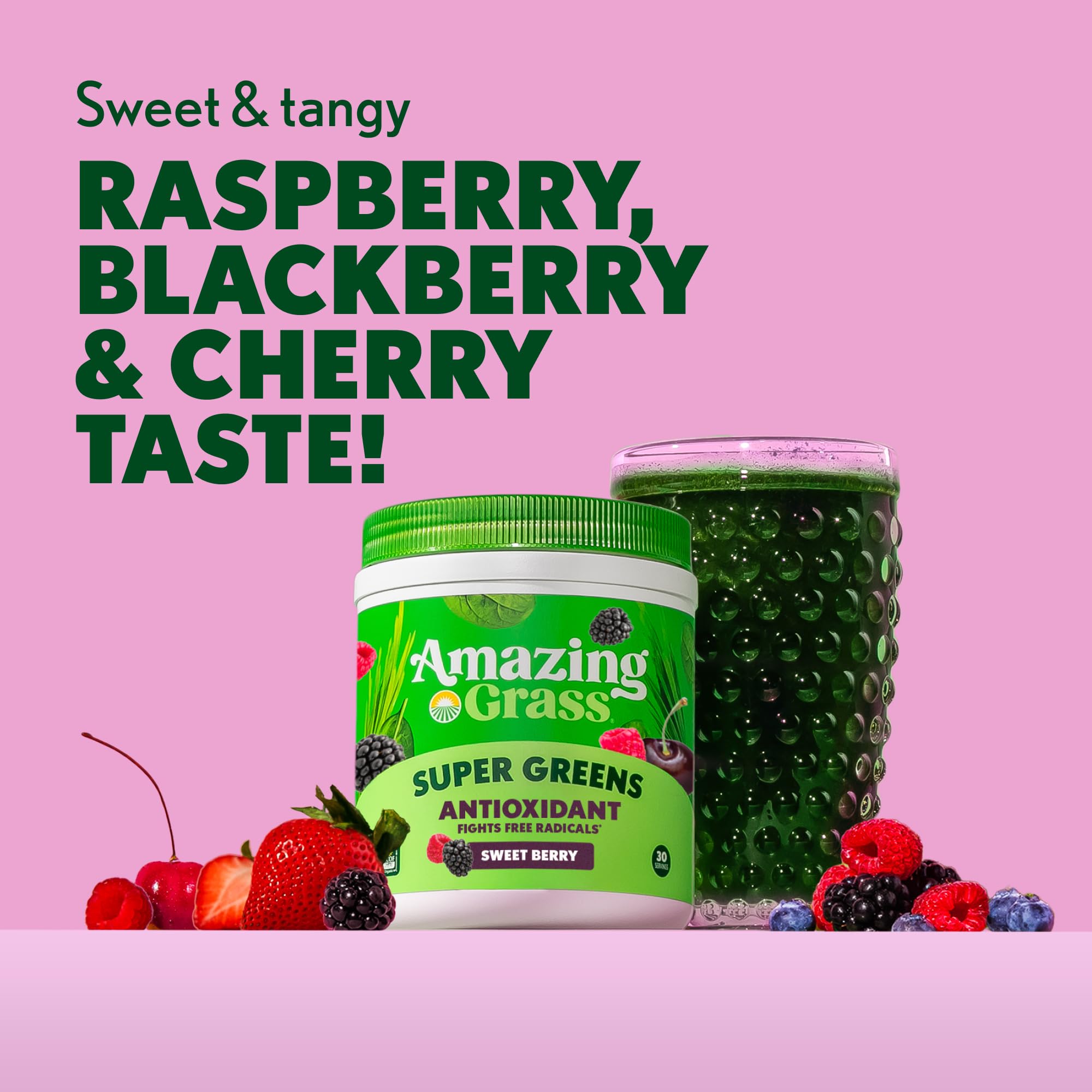 Amazing Grass ingredientes camu y elderberry exhibiendo potencia antioxidante