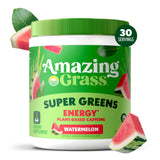 Amazing Grass etiqueta nutricional con información de cafeína y porciones