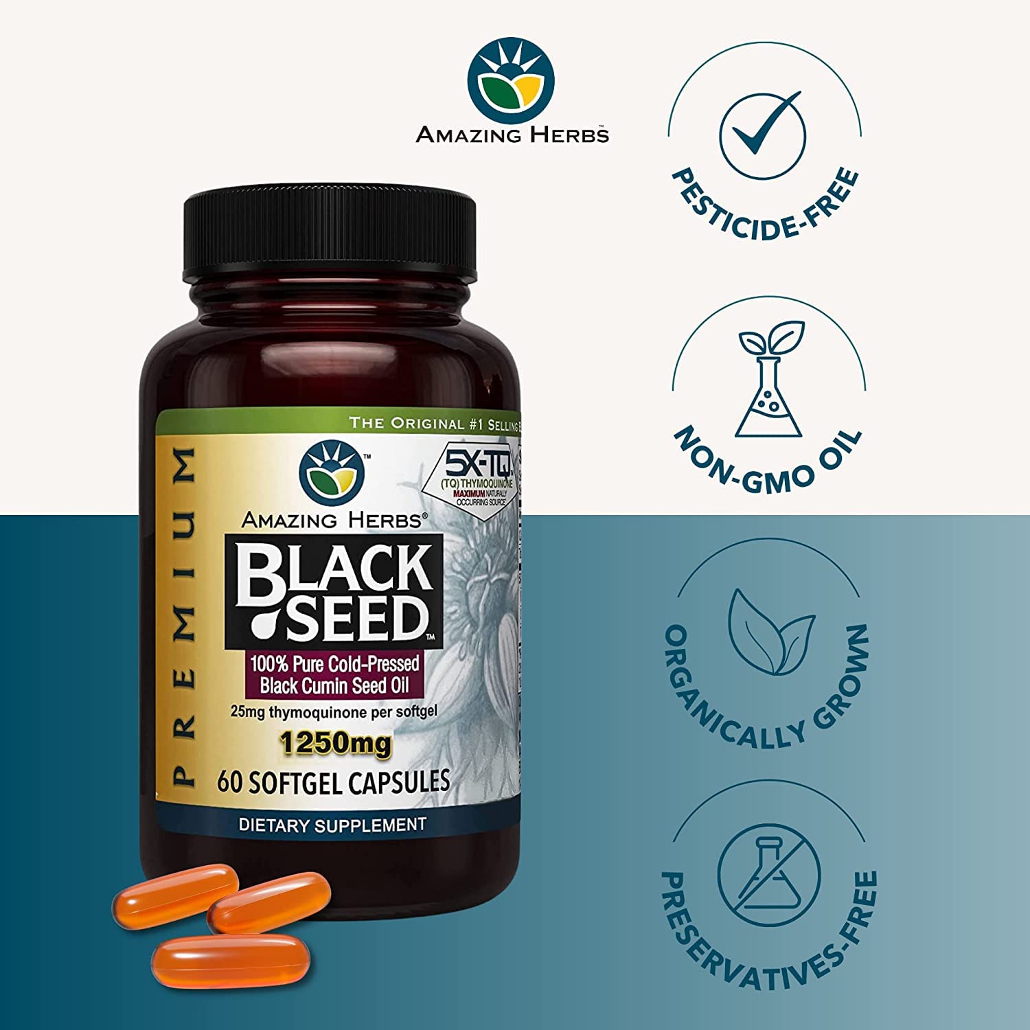 Amazing Herbs cápsula en mano para comparar tamaño y facilidad de uso
