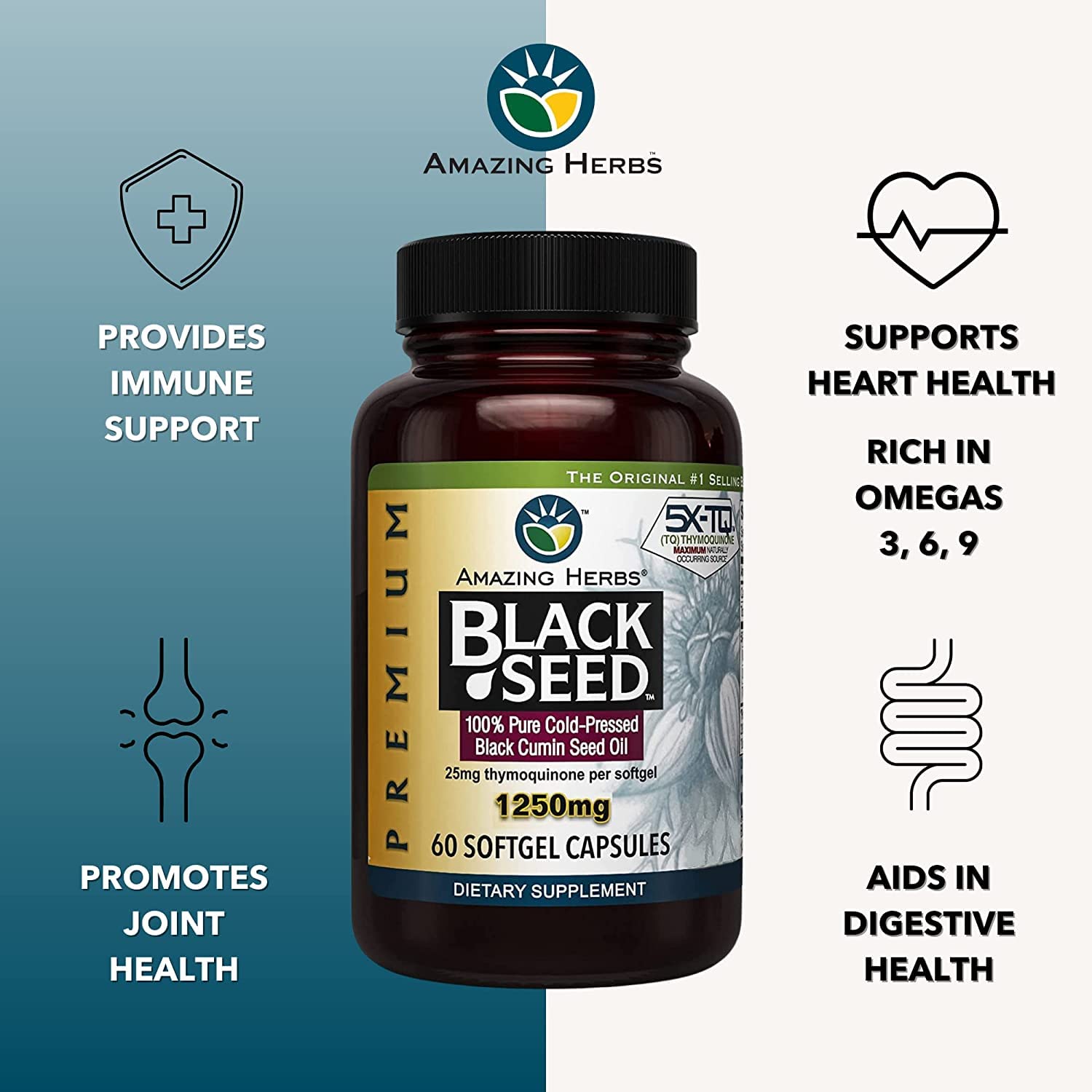Amazing Herbs etiqueta nutricional con información de ingredientes confiable