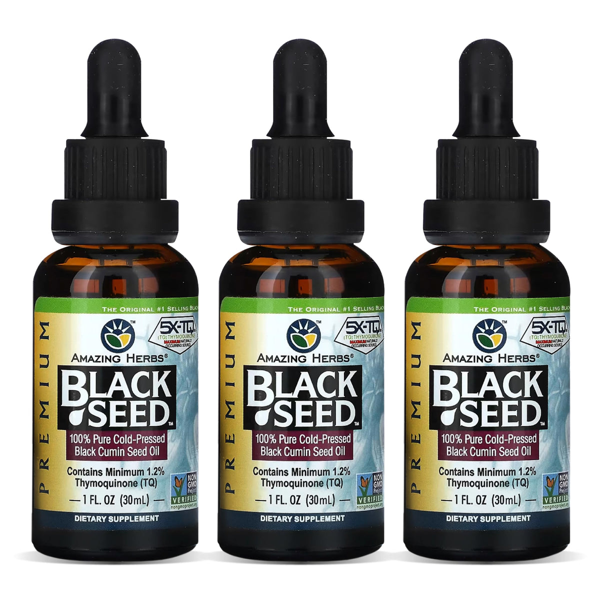 Amazing Herbs frasco frontal mostrando etiqueta clara y beneficios