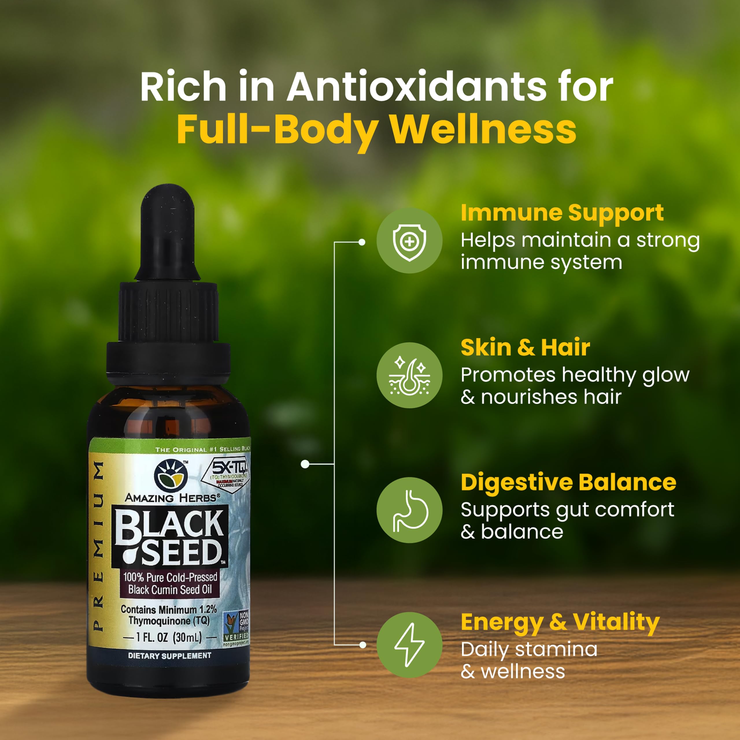 Amazing Herbs gota de aceite mostrando textura pura y brillante