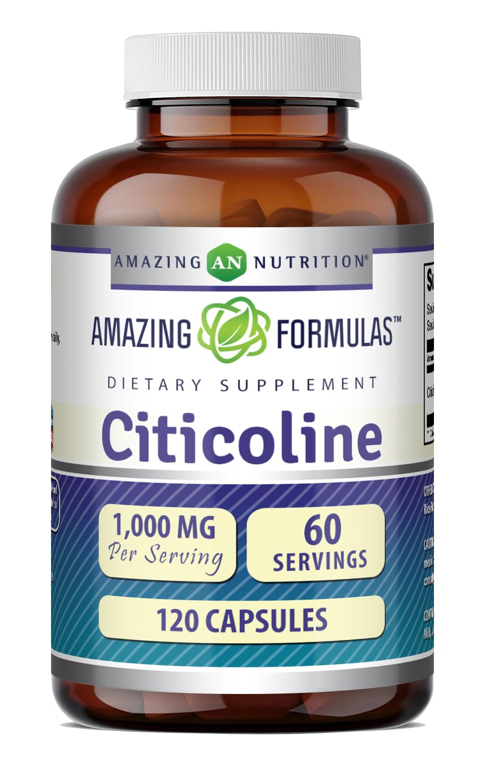 Amazing Nutrition envase frontal mostrando 120 cápsulas y beneficios