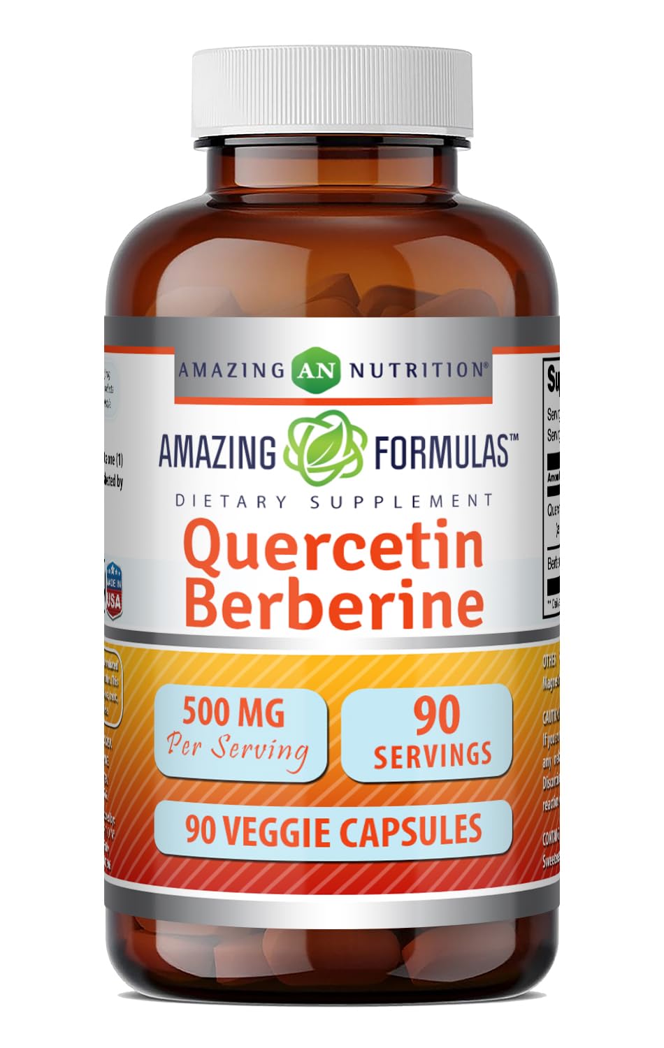 Amazing Nutrition envase frontal mostrando 90 cápsulas y beneficios de calidad