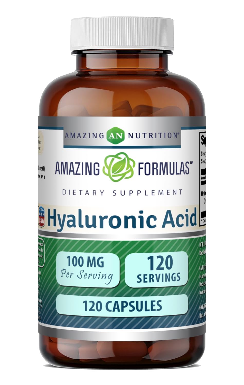 Amazing Nutrition envase frontal mostrando 120 cápsulas y beneficios claros