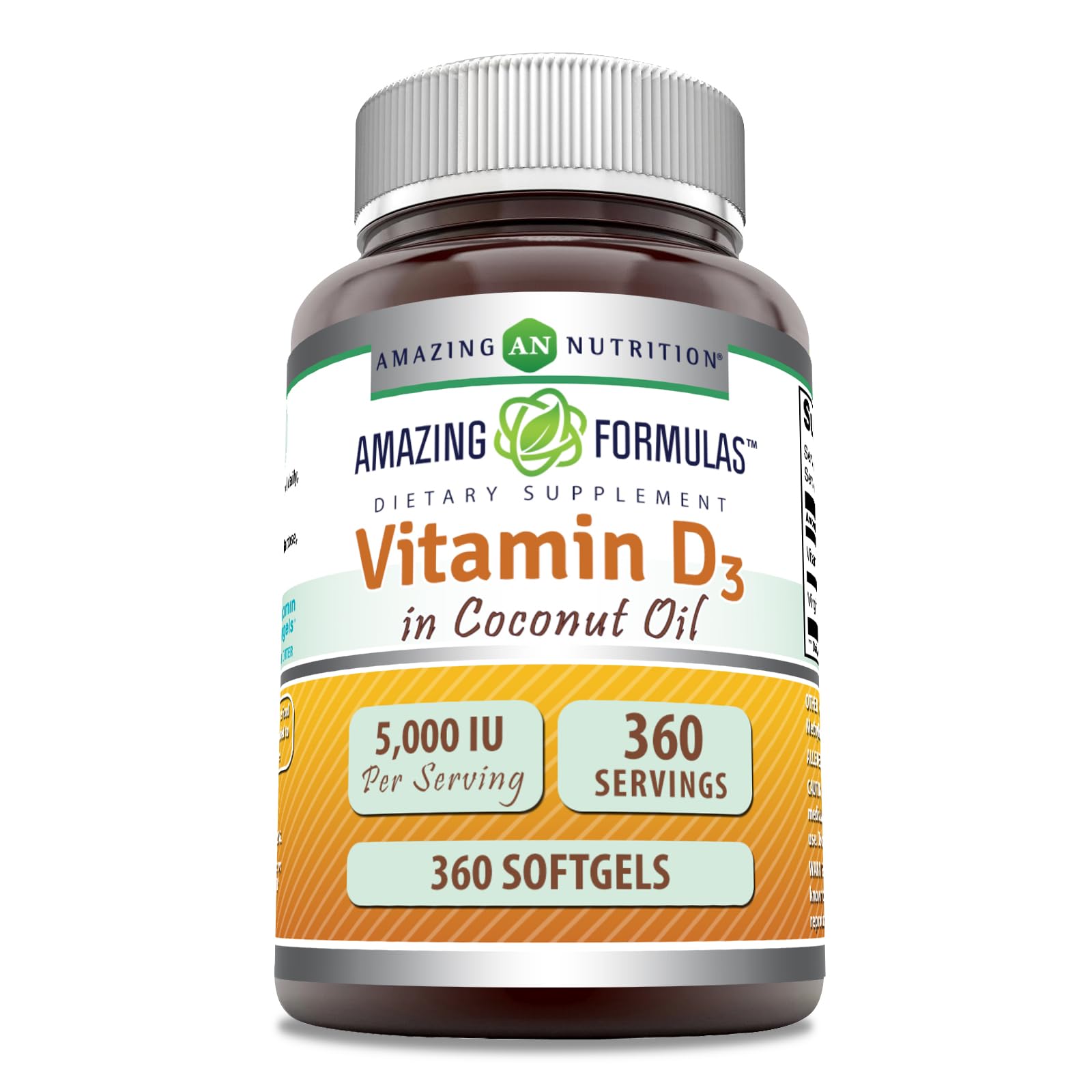 Amazing Nutrition frente del envase mostrando 360 softgels y beneficios