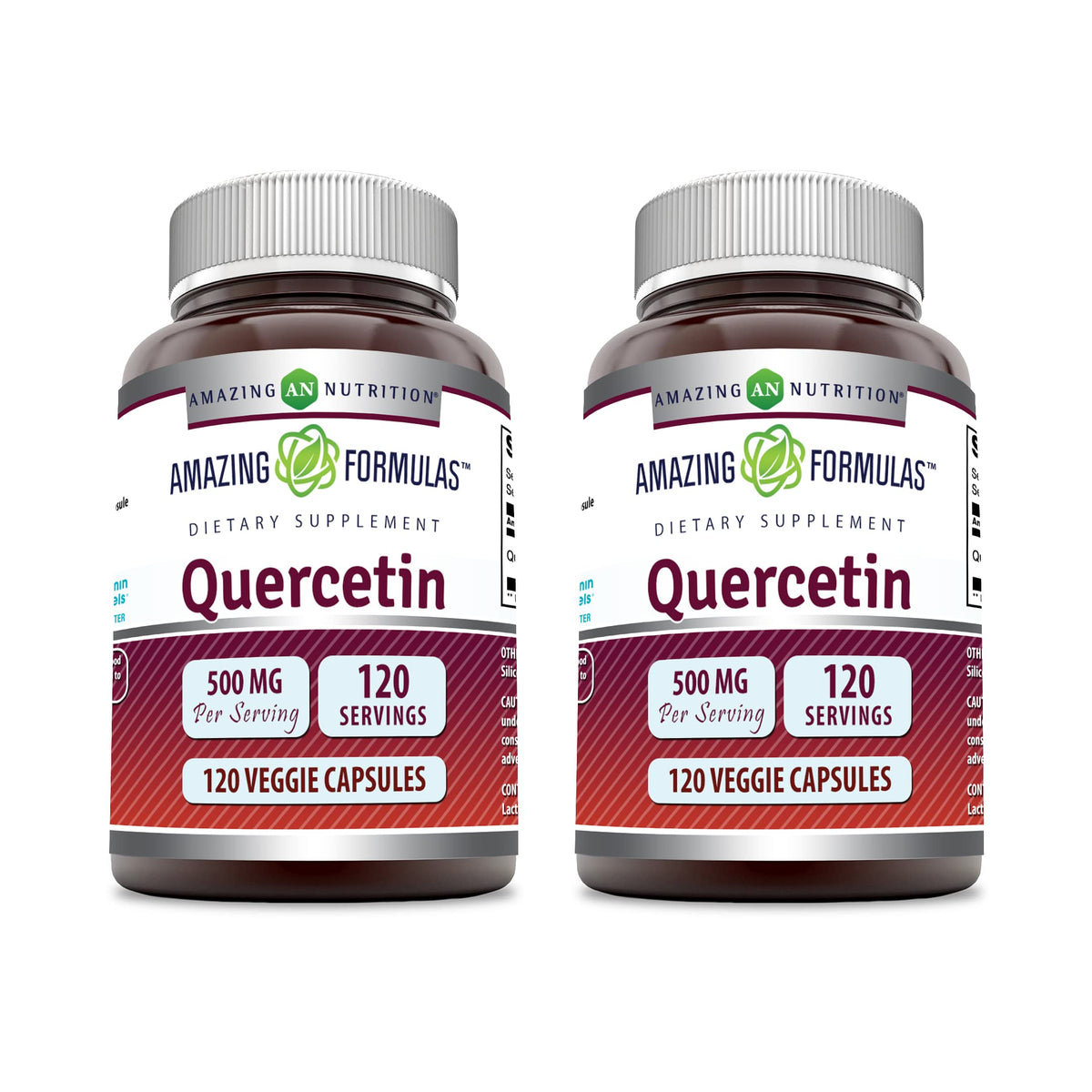 Amazing Nutrition frasco frontal de Quercetina 500 mg mostrando diseño y cantidad
