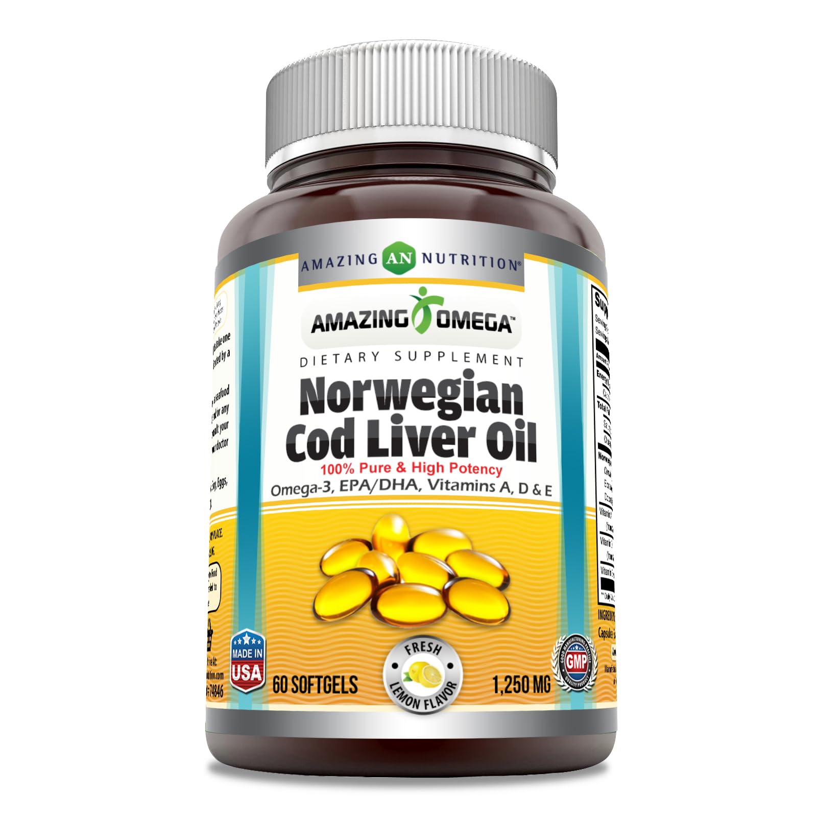 Amazing Nutrition envase frontal del suplemento con etiqueta y sabor limón