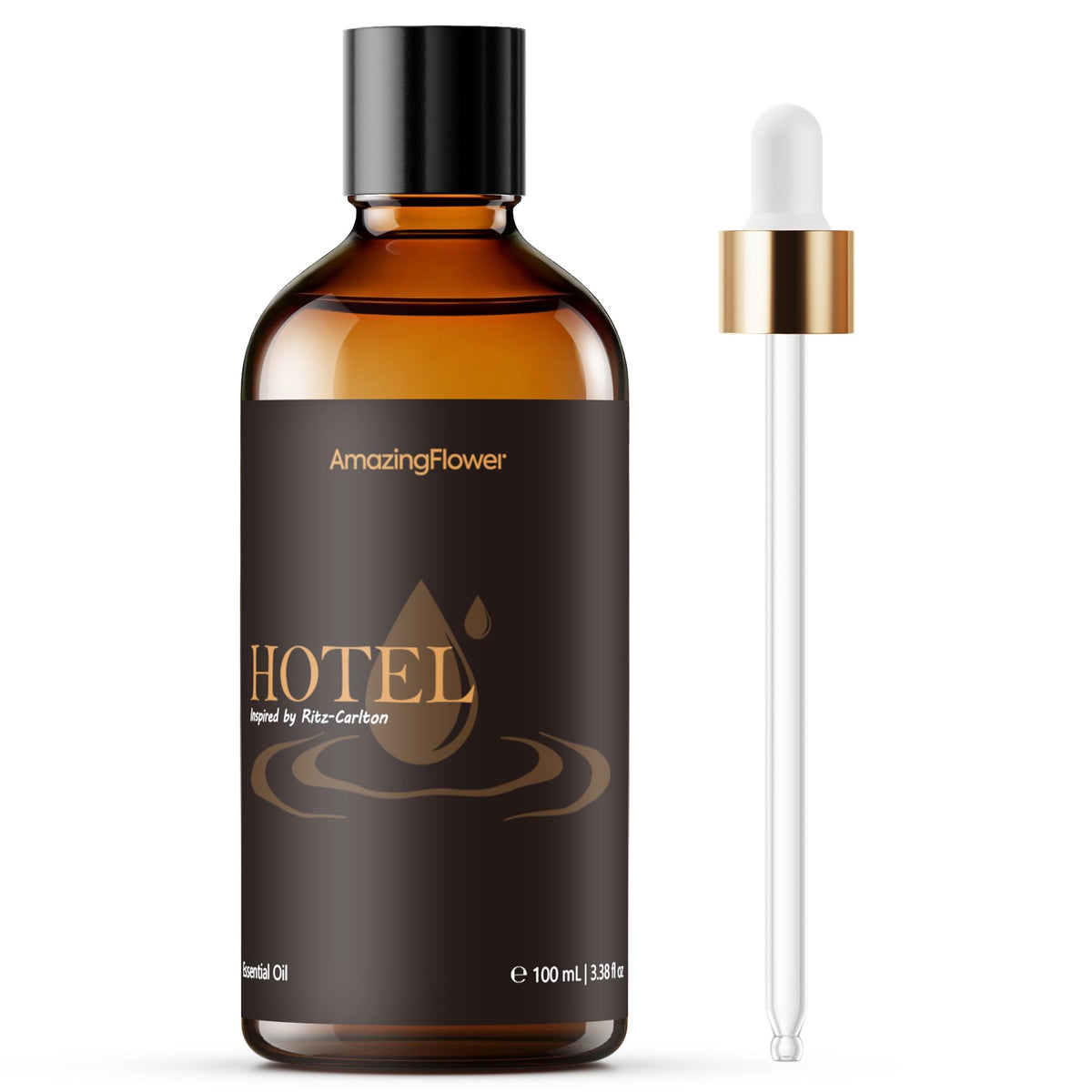 AMAZING FLOWER frasco frontal 100 mL mostrando etiqueta elegante y sensación de lujo