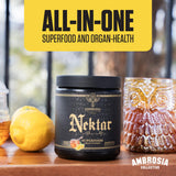 Ambrosia lateral del envase con información nutricional visible para confianza
