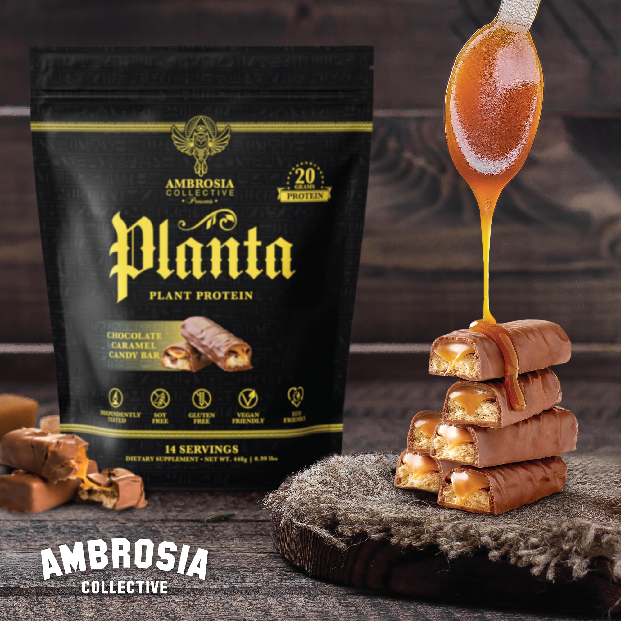 Ambrosia etiqueta nutricional destacando sin lactosa ni gluten y BCAA
