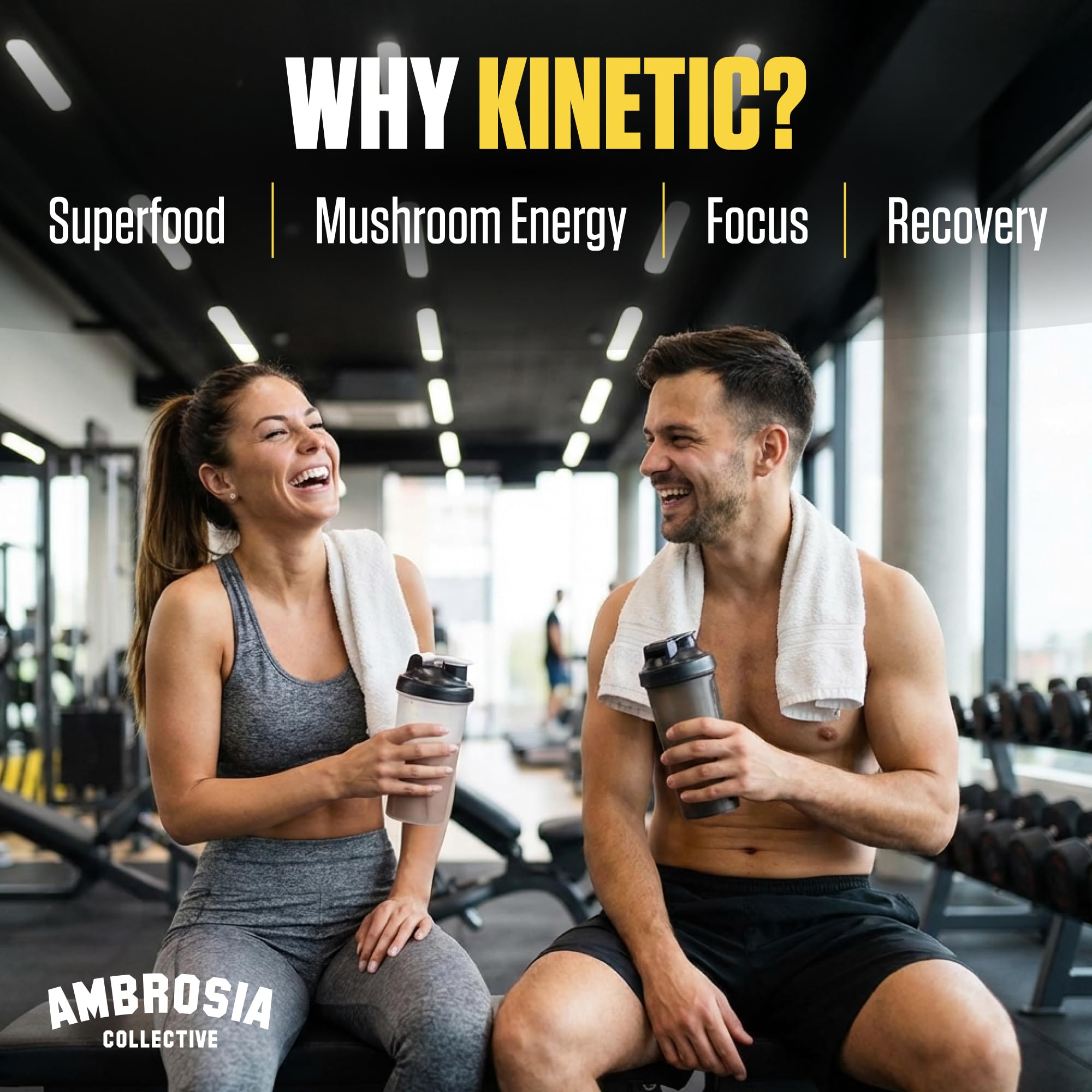 Ambrosia Kinetic etiqueta con lista de ingredientes transparente y limpia