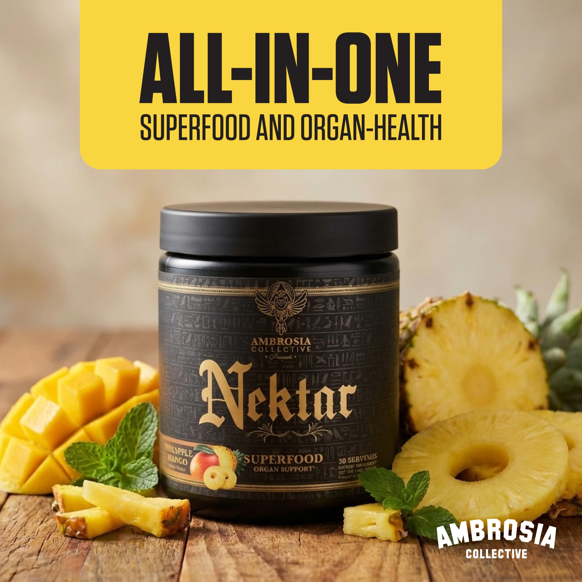 Ambrosia en mesa de desayuno junto a frutas para una rutina de bienestar diaria
