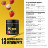 Ambrosia vaso preparado fresa-lichi, bebida apetecible y fácil