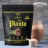 Ambrosia Planta etiqueta de ingredientes subrayando mezcla de guisante, arroz y girasol fermentado