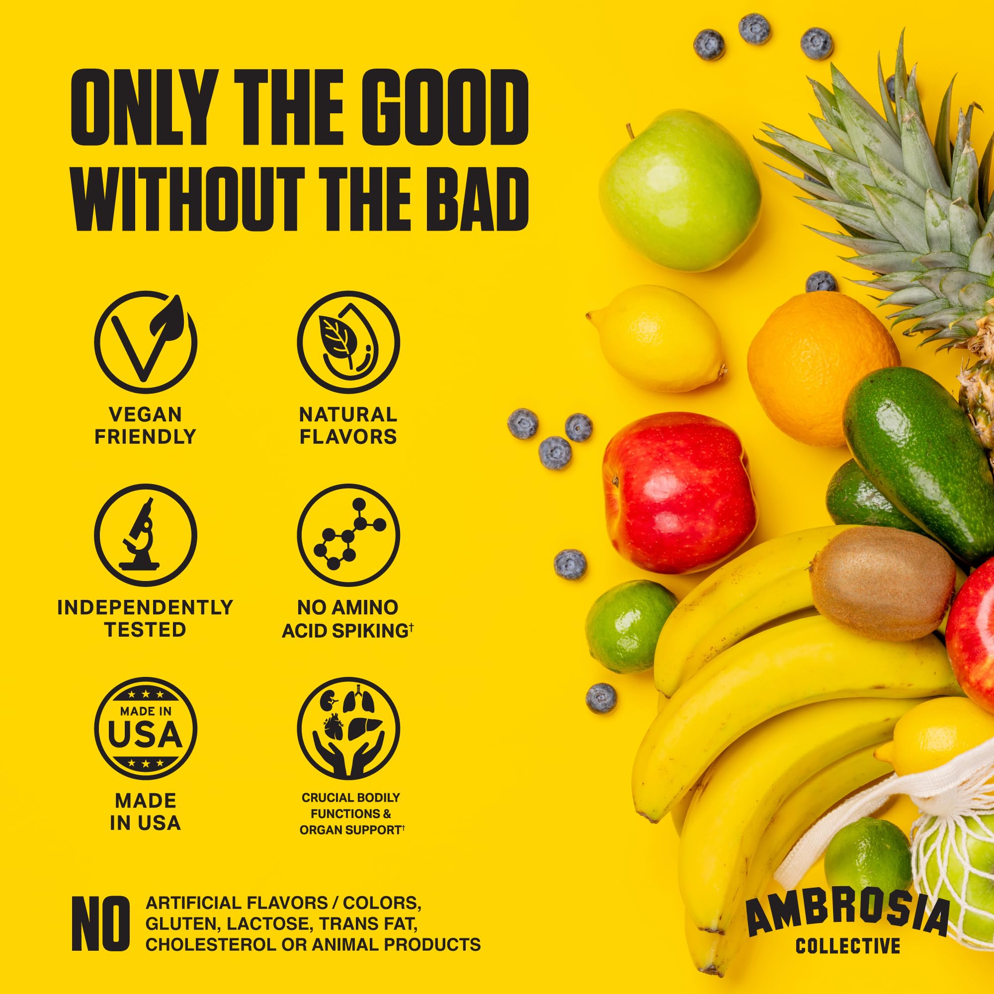 Ambrosia vaso servido con fruta, sabor agradable y refrescante