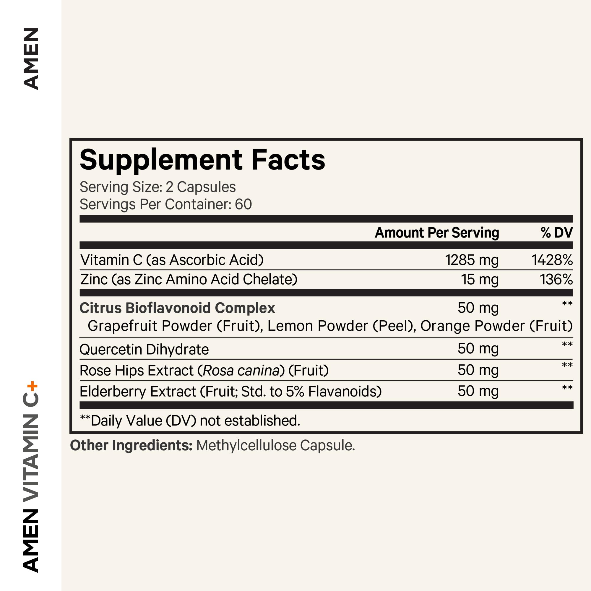 Amen etiqueta nutricional detalle con dosis y ingredientes clave