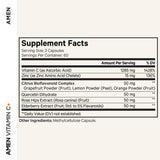 Amen etiqueta nutricional detalle con dosis y ingredientes clave