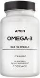 Amen frasco frontal mostrando etiqueta clara y aporte de omega-3