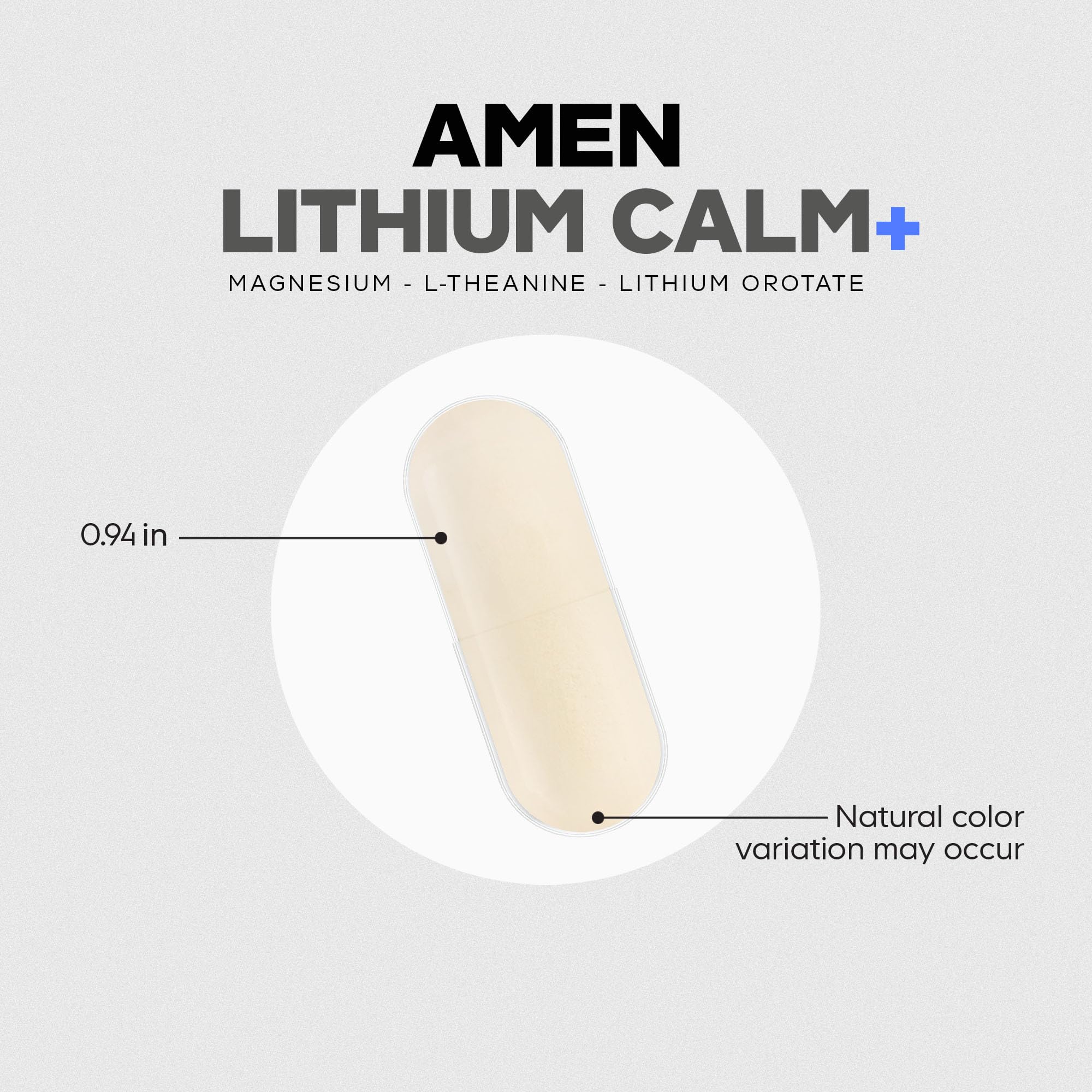 Amen empaque lateral mostrando información nutricional y sello cGMP