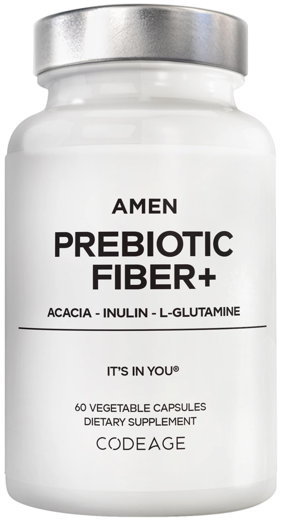 Amen frasco frontal mostrando diseño y cantidad de cápsulas, útil para elegir producto