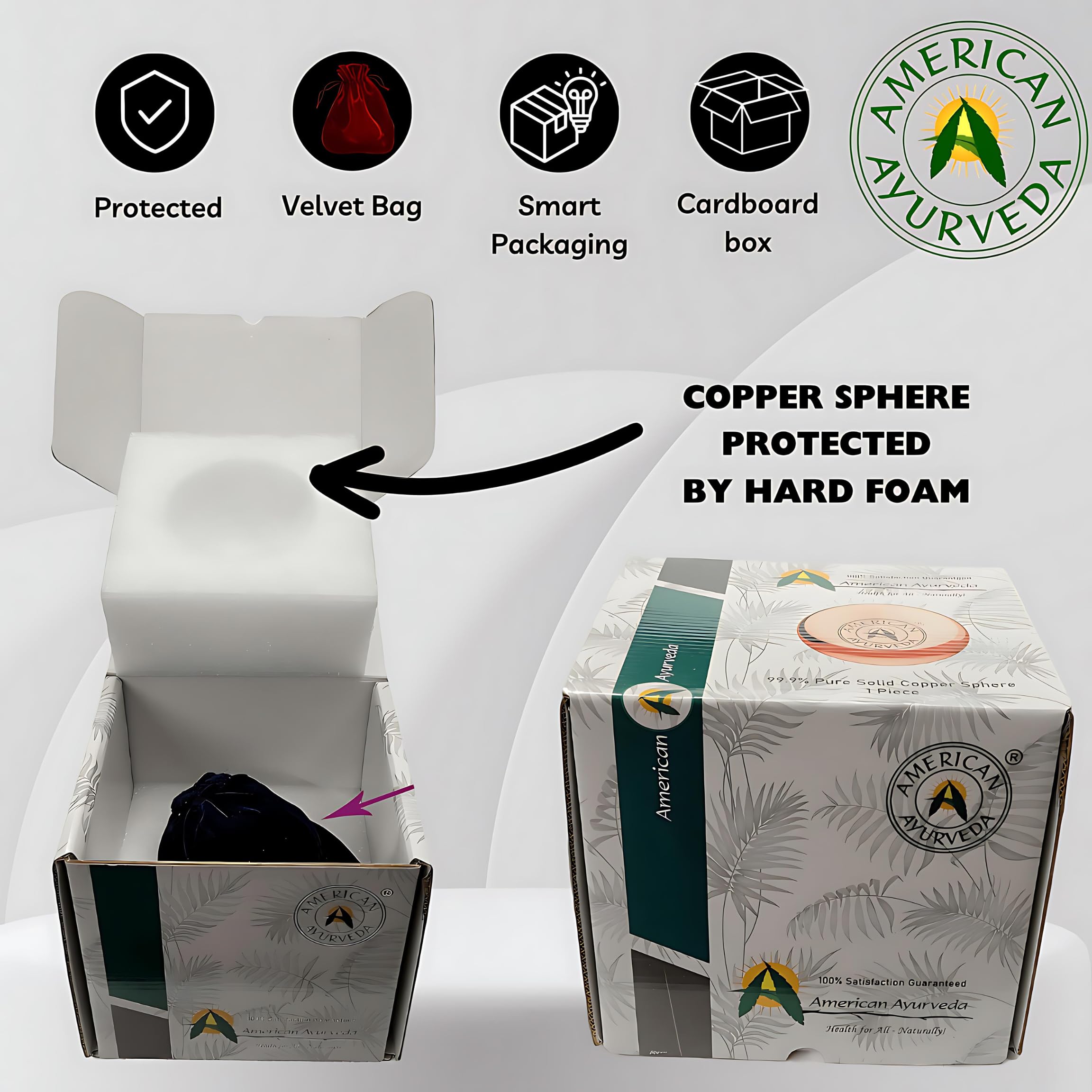 American Ayurveda empaque cerrado con etiqueta, presentación lista para regalo