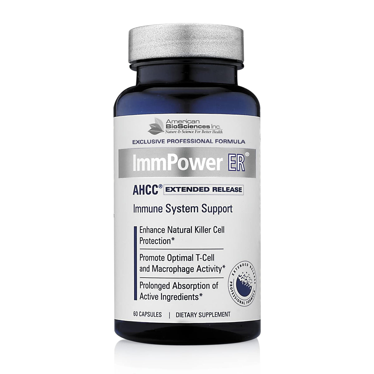 American BioSciences frasco ImmPower ER mostrando etiqueta y beneficios claramente