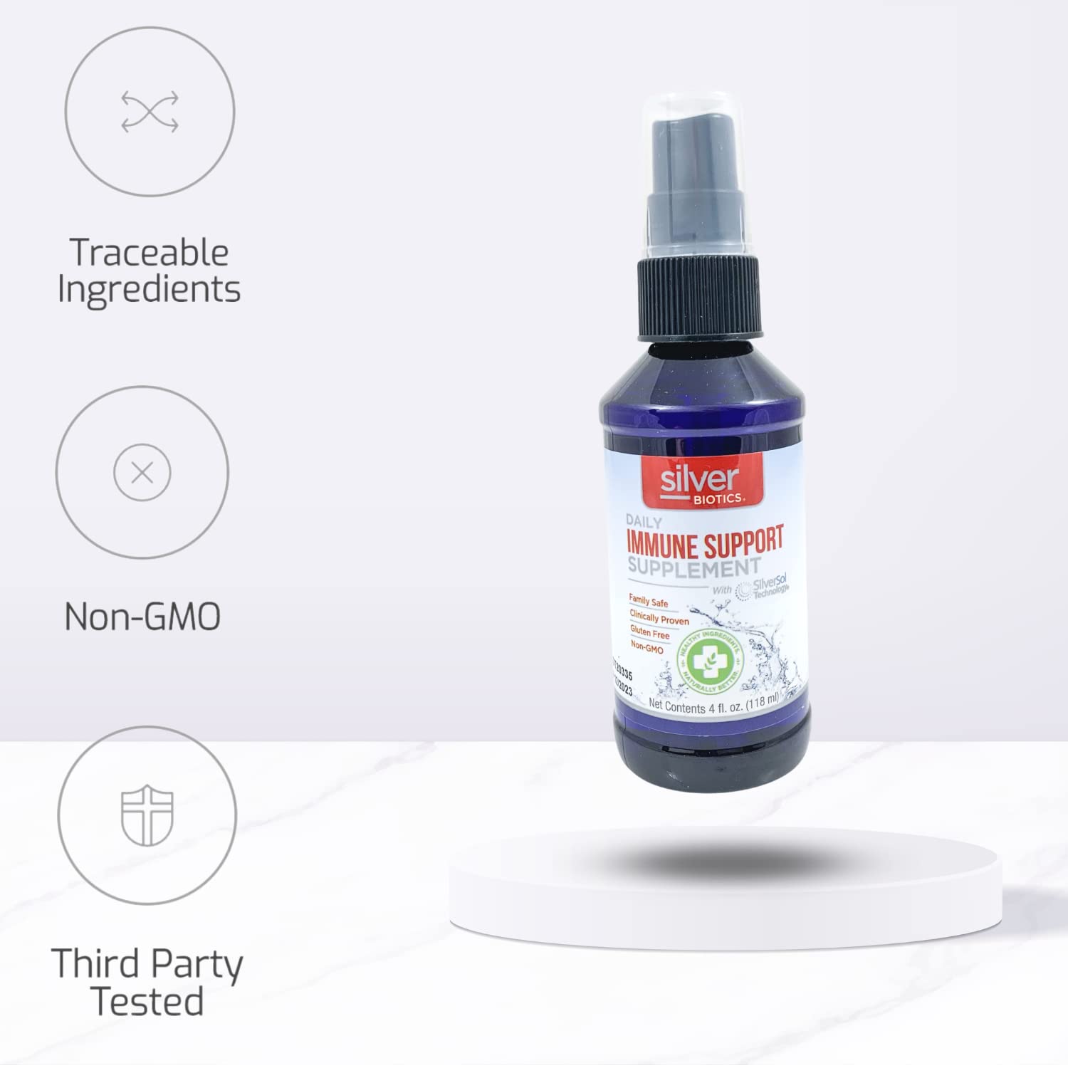 American Biotech Labs gama de presentaciones Silver Biotics 4 a 32 oz para elegir volumen